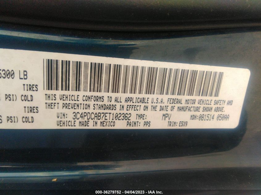 2014 DODGE JOURNEY AMERICAN VALUE PKG - 3C4PDCAB7ET102362