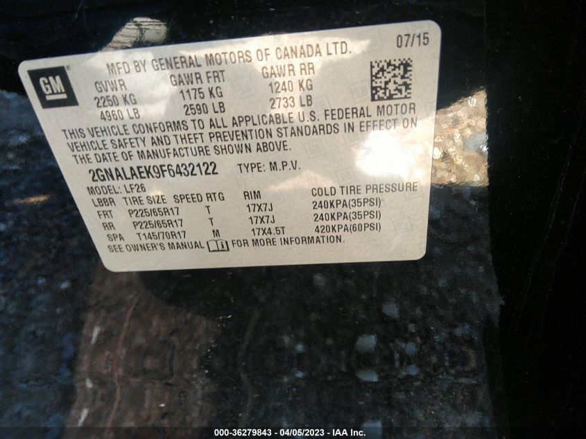 2015 CHEVROLET EQUINOX LS - 2GNALAEK9F6432122