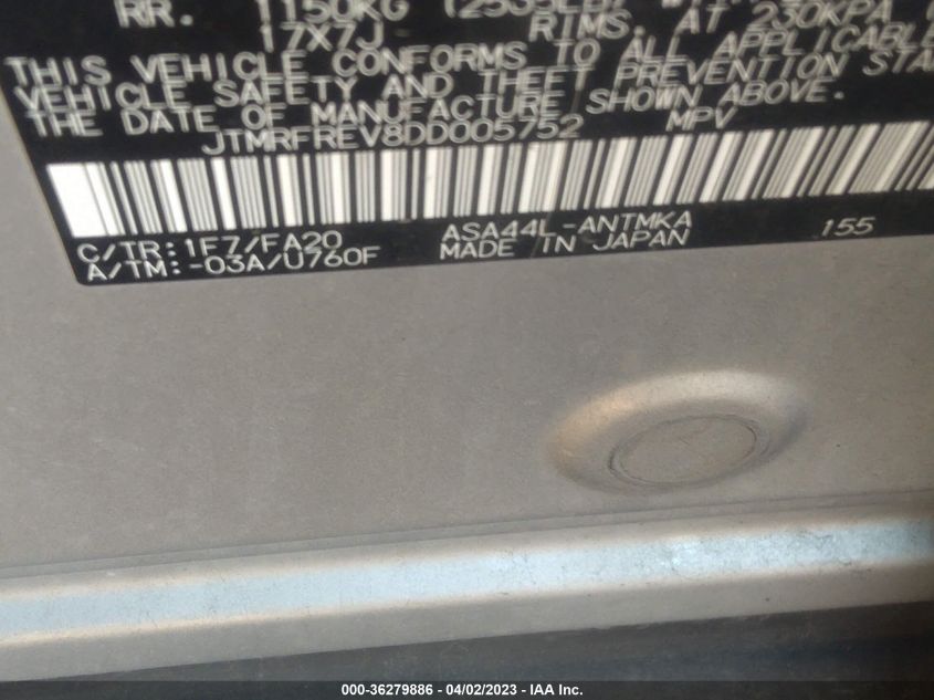 2013 TOYOTA RAV4 XLE - JTMRFREV8DD005752