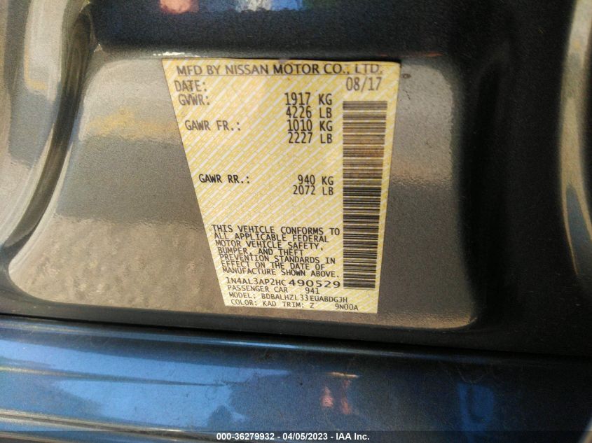 2017 NISSAN ALTIMA 2.5 SR - 1N4AL3AP2HC490529