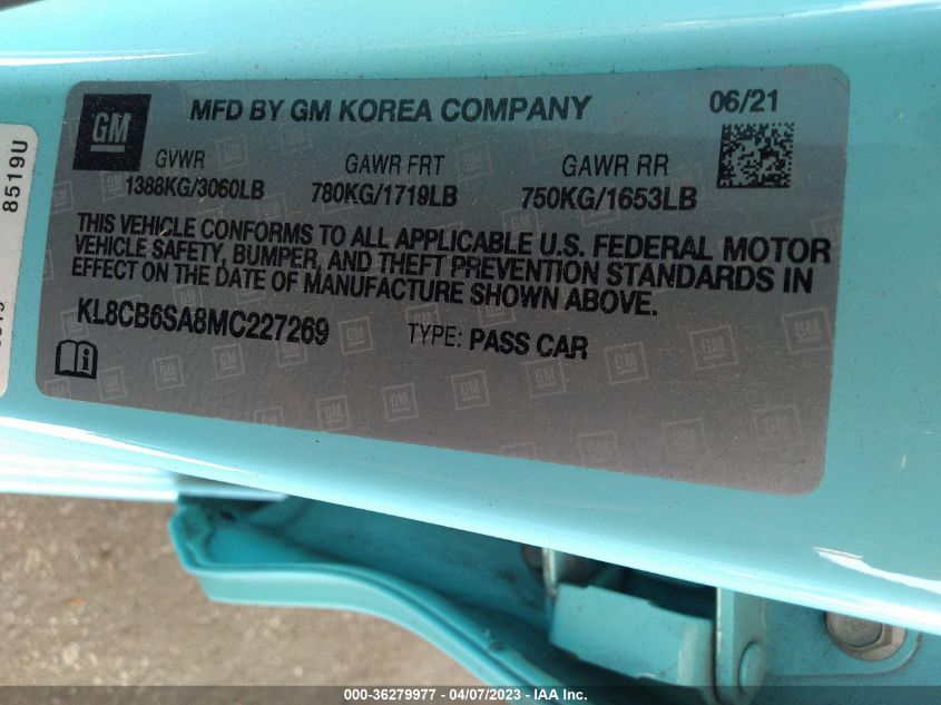 2021 CHEVROLET SPARK LS - KL8CB6SA8MC227269
