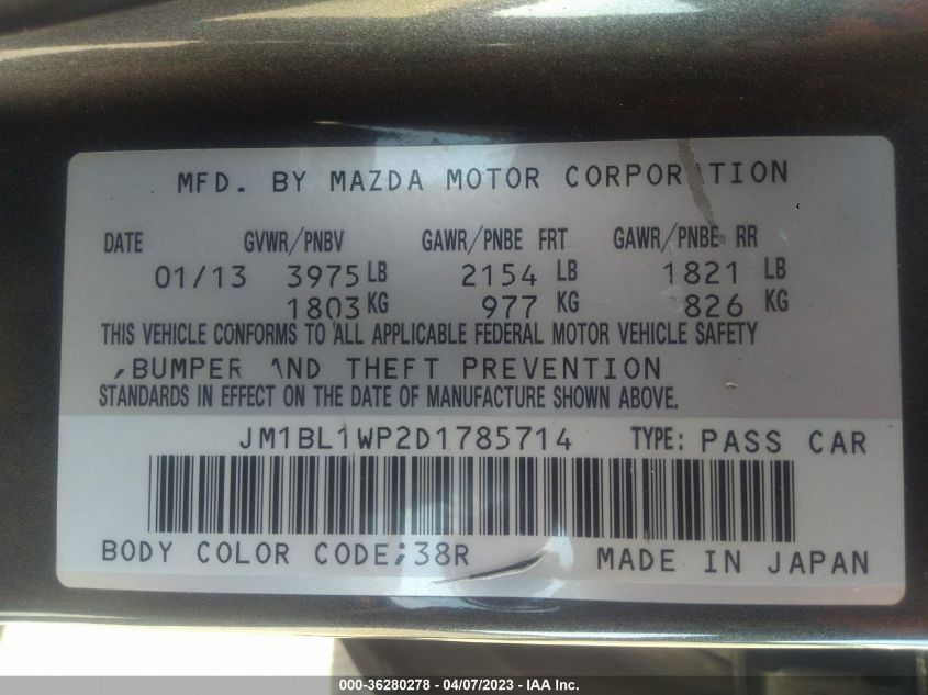 2013 MAZDA MAZDA3 I GRAND TOURING - JM1BL1WP2D1785714