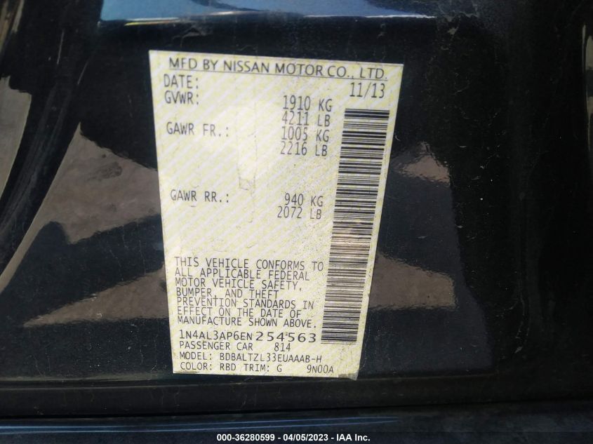 2014 NISSAN ALTIMA 2.5 SV - 1N4AL3AP6EN254563