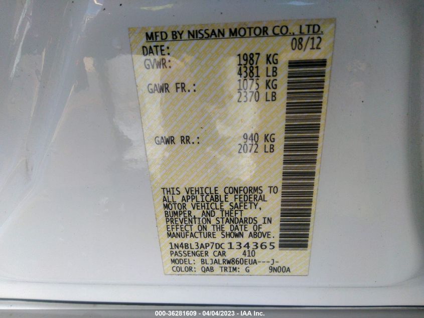 2013 NISSAN ALTIMA 3.5 S - 1N4BL3AP7DC134365