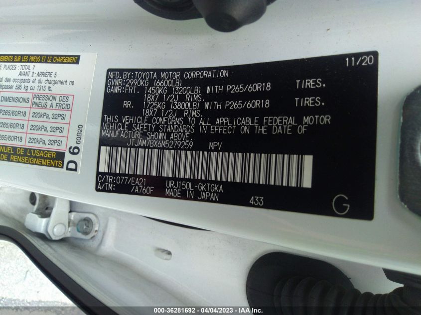 2021 LEXUS GX GX 460 PREMIUM JTJAM7BX6M5279259