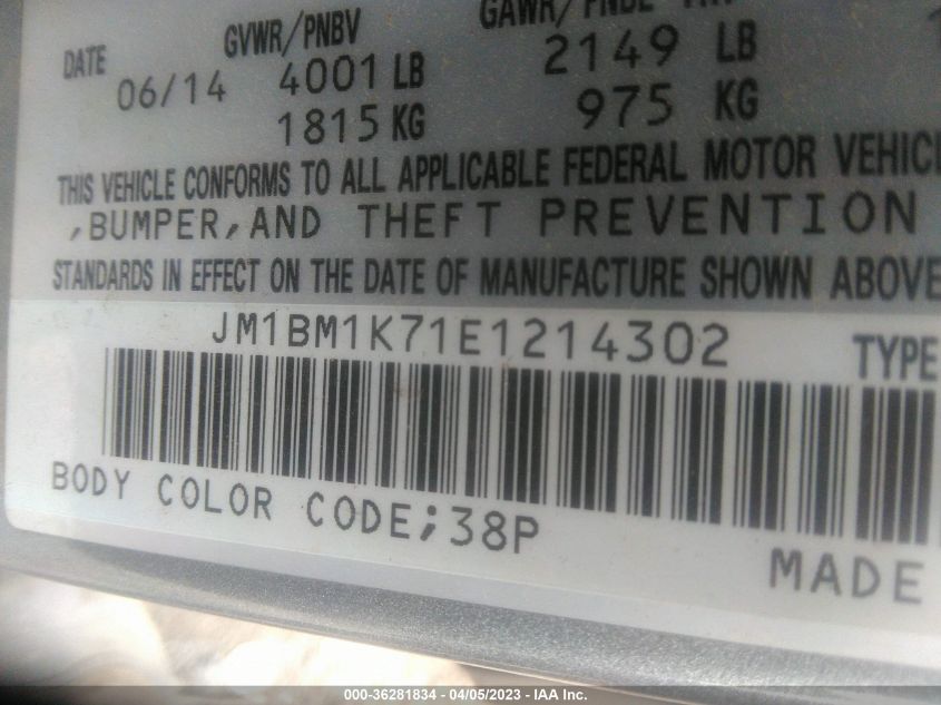 2014 MAZDA MAZDA3 I SPORT - JM1BM1K71E1214302