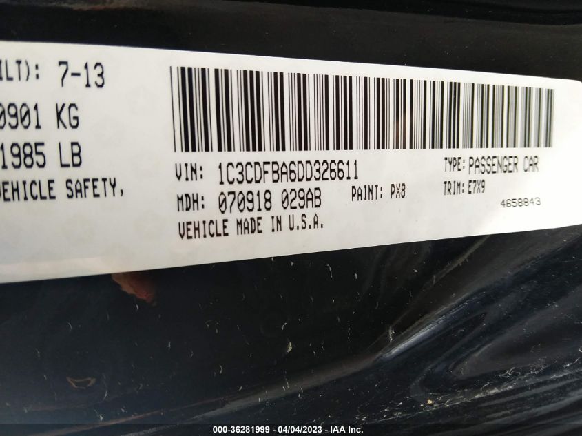 2013 DODGE DART SXT - 1C3CDFBA6DD326611