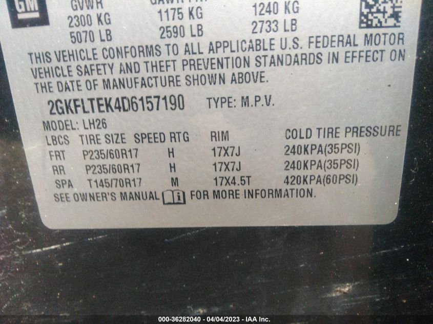 2013 GMC TERRAIN SLE - 2GKFLTEK4D6157190