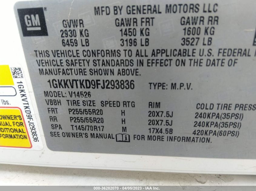 2015 GMC ACADIA DENALI - 1GKKVTKD9FJ293836