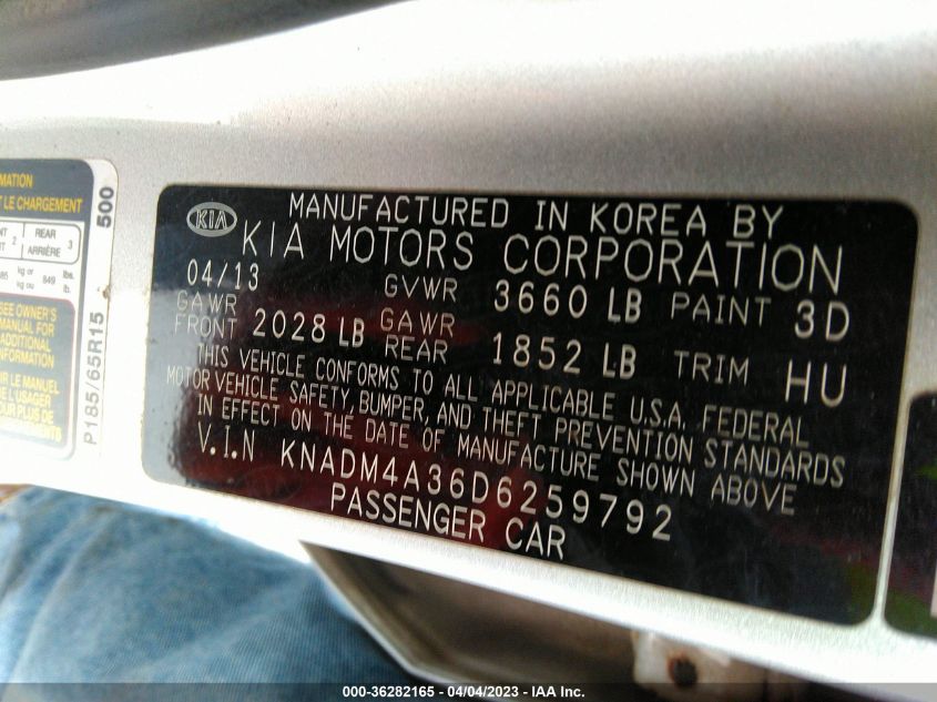 2013 KIA RIO LX - KNADM4A36D6259792