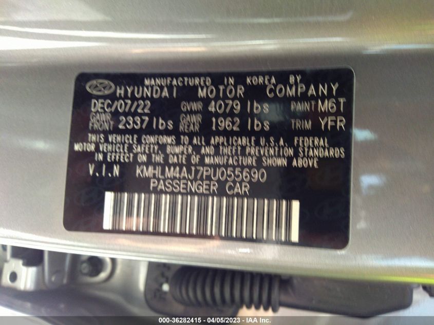 2023 HYUNDAI ELANTRA HYBRID BLUE KMHLM4AJ7PU055690