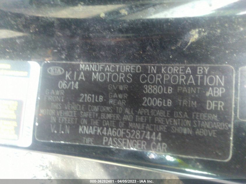 2015 KIA FORTE LX - KNAFK4A60F5287444
