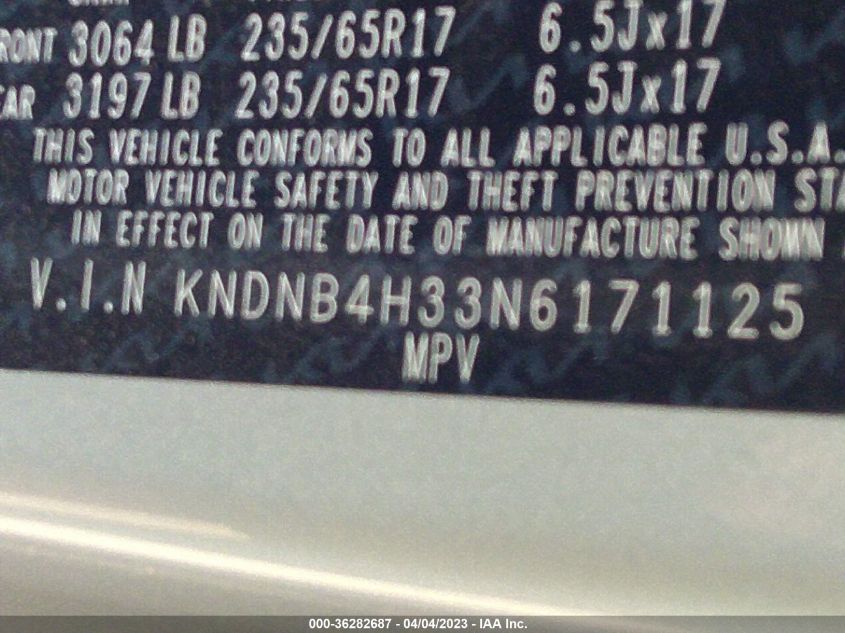 2022 KIA CARNIVAL LXS KNDNB4H33N6171125