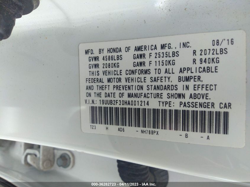 2017 ACURA TLX V6 - 19UUB2F30HA001214