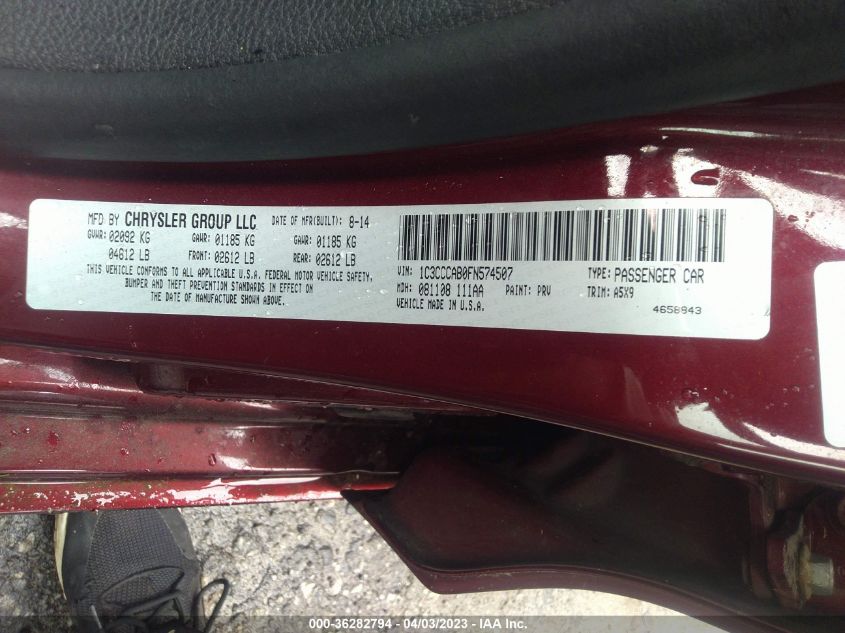 2015 CHRYSLER 200 LIMITED - 1C3CCCAB0FN574507