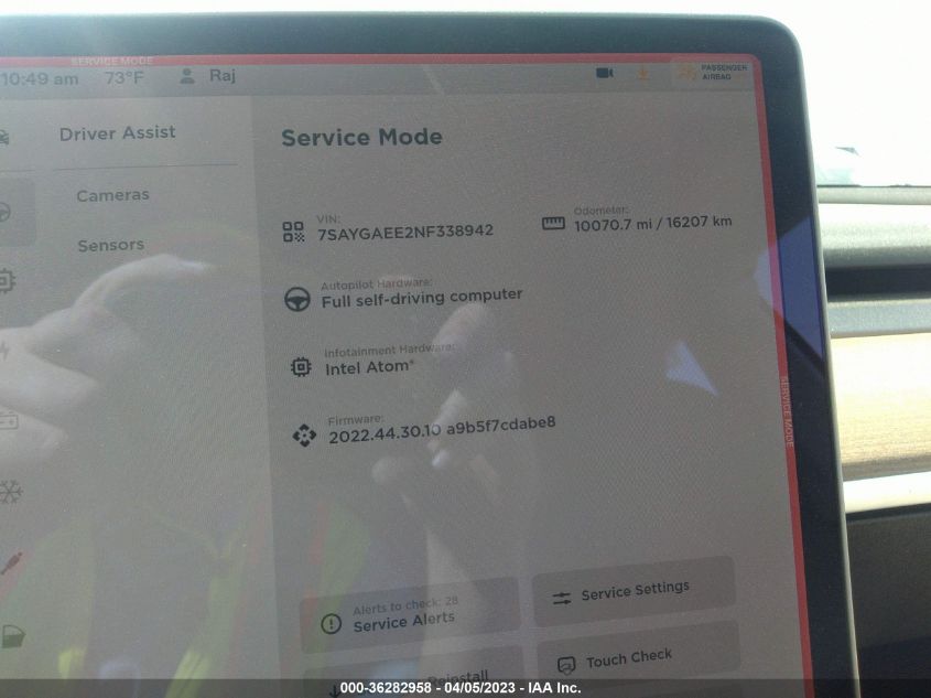 2022 TESLA MODEL Y LONG RANGE - 7SAYGAEE2NF338942