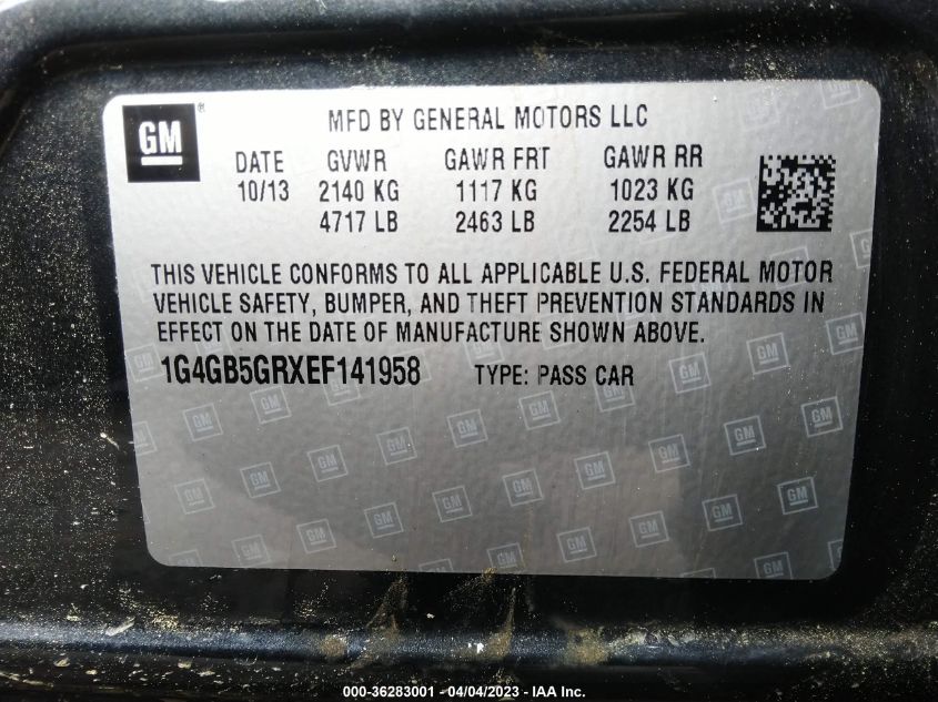 2014 BUICK LACROSSE LEATHER - 1G4GB5GRXEF141958