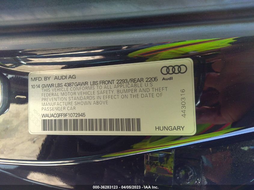 2015 AUDI A3 1.8T PREMIUM - WAUACGFF9F1072945