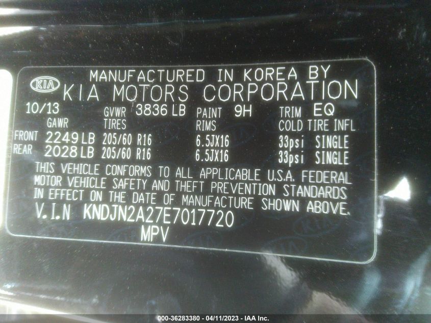 2014 KIA SOUL BASE - KNDJN2A27E7017720