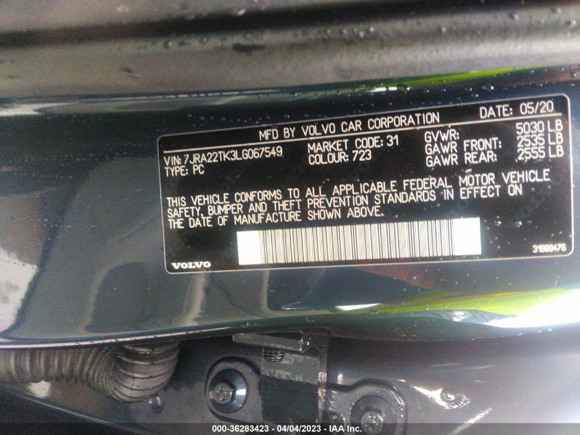2020 VOLVO S60 MOMENTUM - 7JRA22TK3LG067549