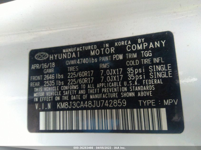2018 HYUNDAI TUCSON SEL - KM8J3CA48JU742859