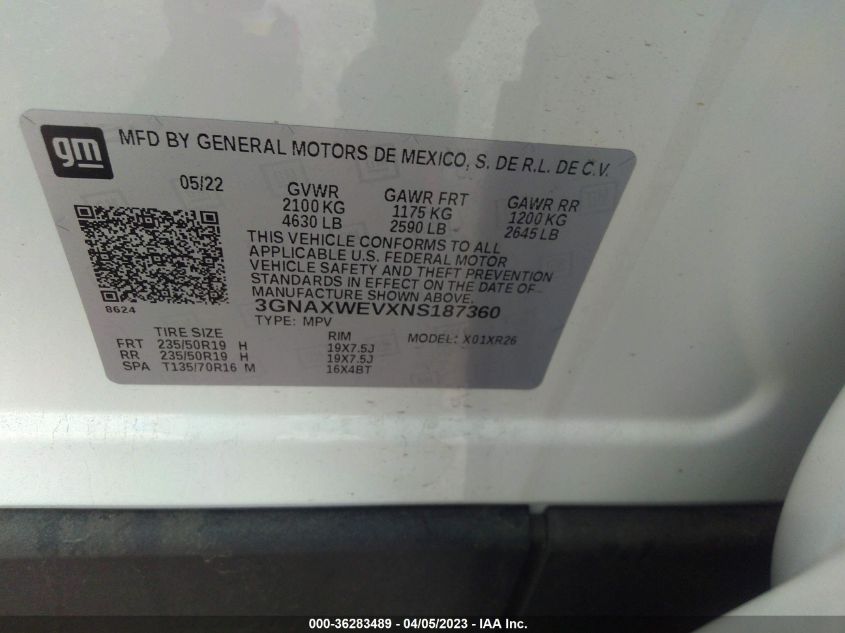 2022 CHEVROLET EQUINOX RS - 3GNAXWEVXNS187360
