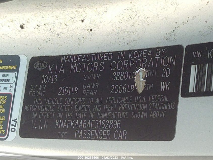 2014 KIA FORTE LX - KNAFK4A64E5162896