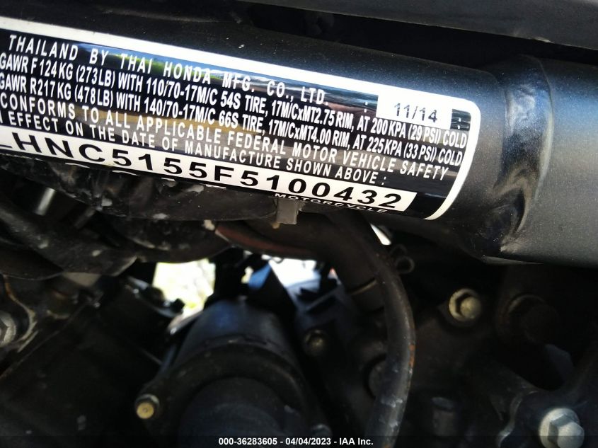 2015 HONDA CBR300 RA - MLHNC5155F5100432