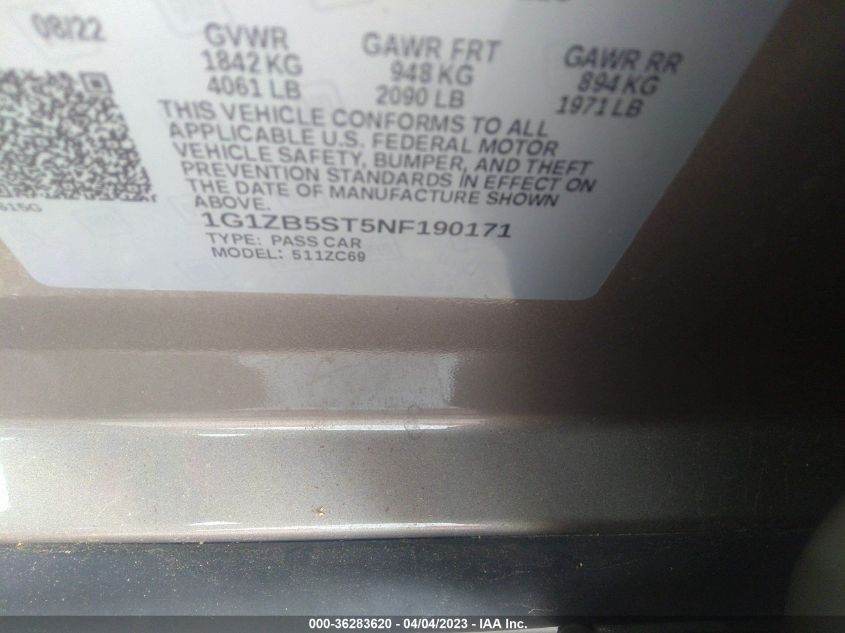 2022 CHEVROLET MALIBU LS - 1G1ZB5ST5NF190171
