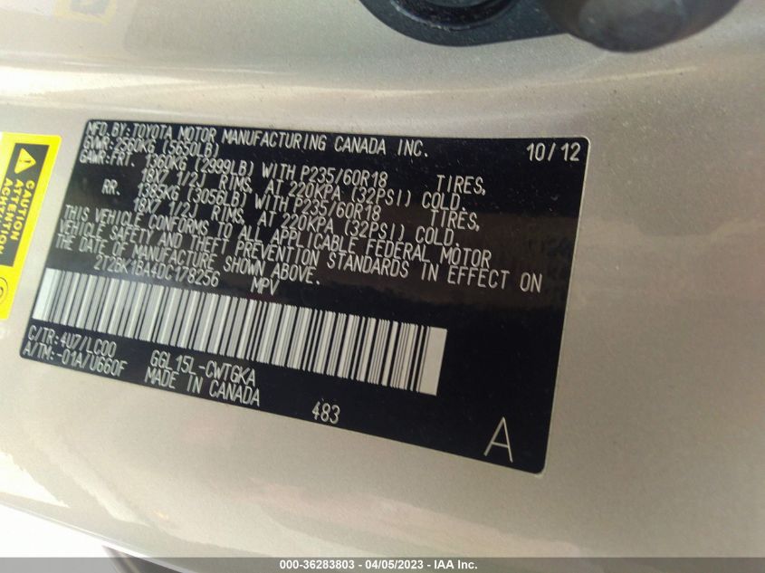 2013 LEXUS RX 350 - 2T2BK1BA4DC178256