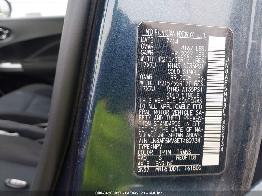 2014 NISSAN JUKE SV - JN8AF5MV8ET482734