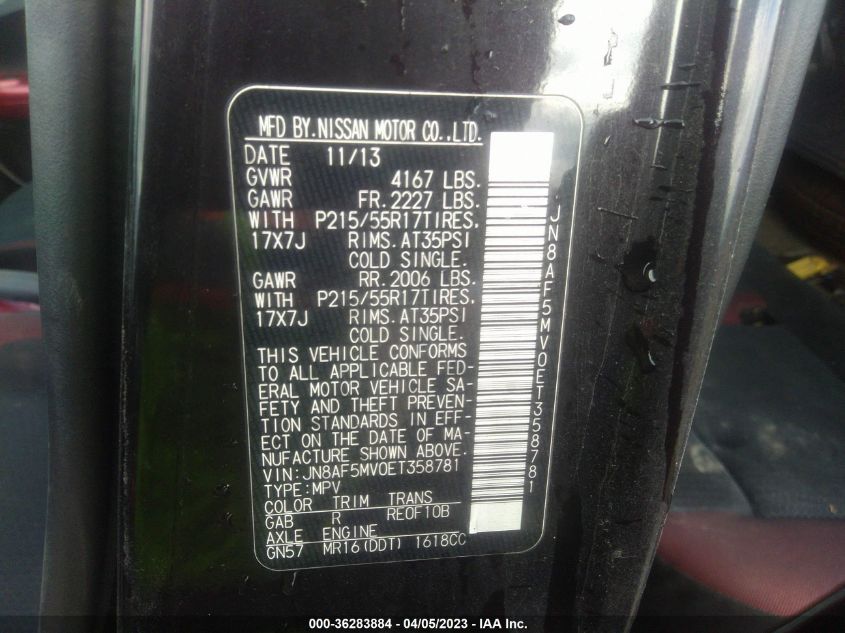 2014 NISSAN JUKE SV - JN8AF5MV0ET358781