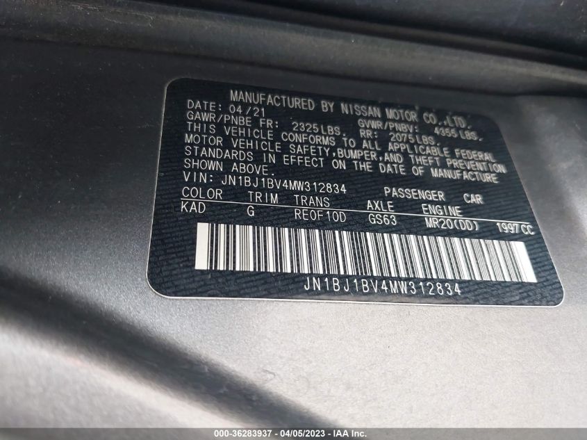 2021 NISSAN ROGUE SPORT SV - JN1BJ1BV4MW312834