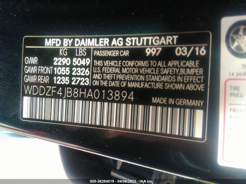 2017 MERCEDES-BENZ E-CLASS E 300 - WDDZF4JB8HA013894