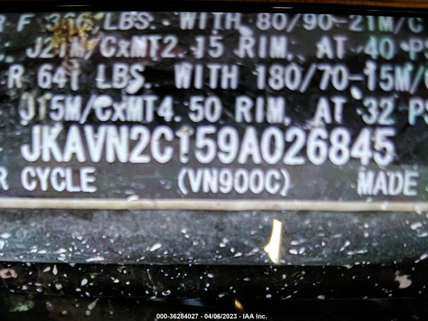 2009 KAWASAKI VN900 C JKAVN2C159A026845