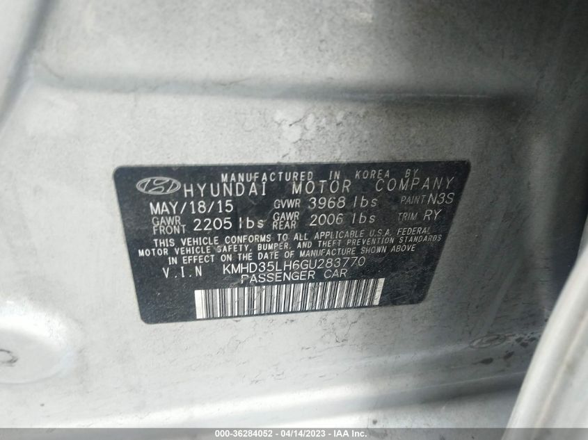 2016 HYUNDAI ELANTRA GT - KMHD35LH6GU283770