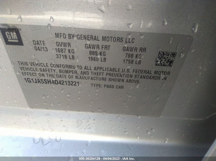 2013 CHEVROLET SONIC LS - 1G1JA5SH4D4213221