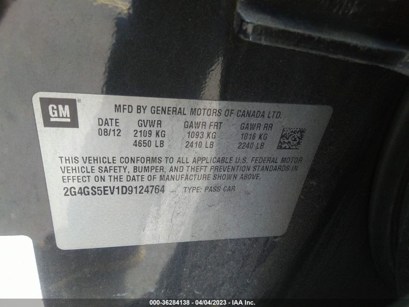 2013 BUICK REGAL TURBO PREMIUM 1 - 2G4GS5EV1D9124764