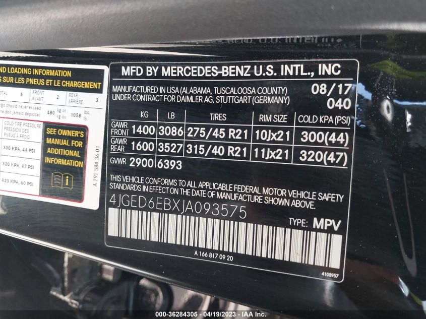 2018 MERCEDES-BENZ GLE AMG GLE 43 - 4JGED6EBXJA093575