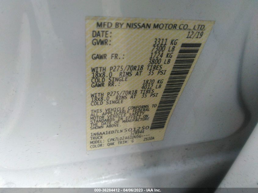 2020 NISSAN TITAN PRO-4X - 1N6AA1ED7LN501250