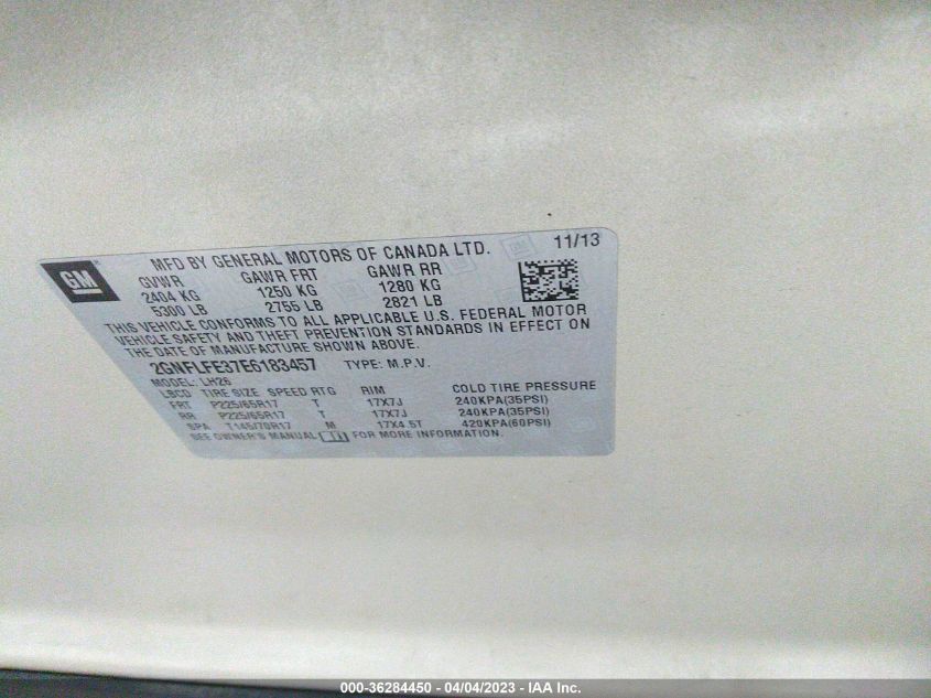 2014 CHEVROLET EQUINOX LT - 2GNFLFE37E6183457