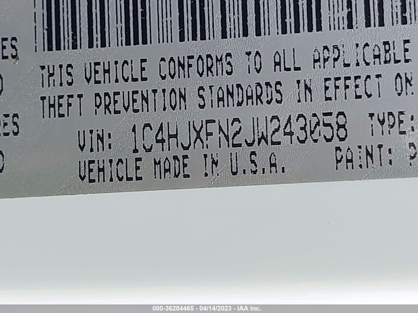 VIN 1C4HJXFN2JW243058 2018 JEEP WRANGLER UNLIMITED RUBICON