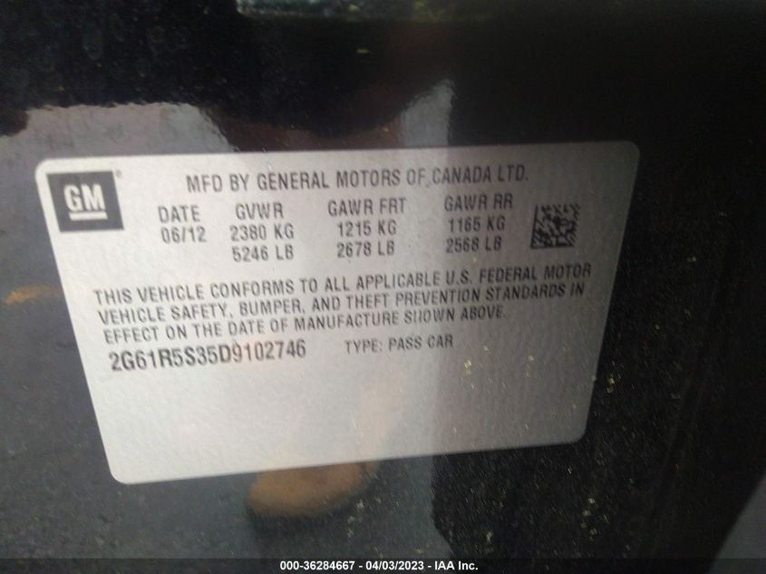 2013 CADILLAC XTS LUXURY - 2G61R5S35D9102746