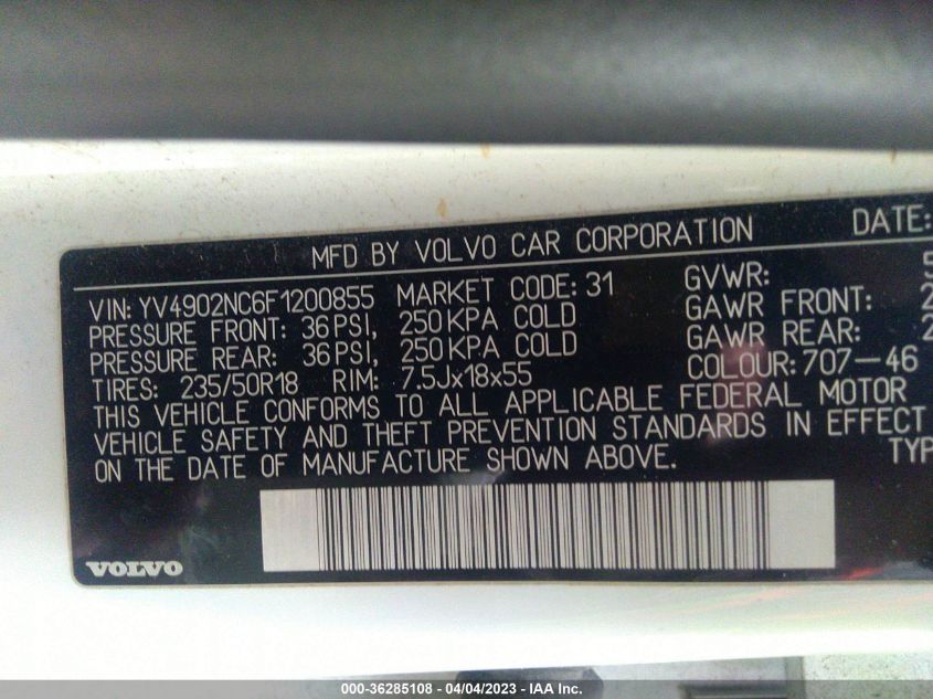 2015 VOLVO XC70 T6 PREMIER PLUS - YV4902NC6F1200855