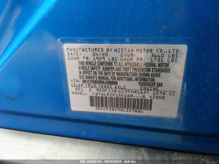 2022 NISSAN KICKS S - 3N1CP5BV9NL509886