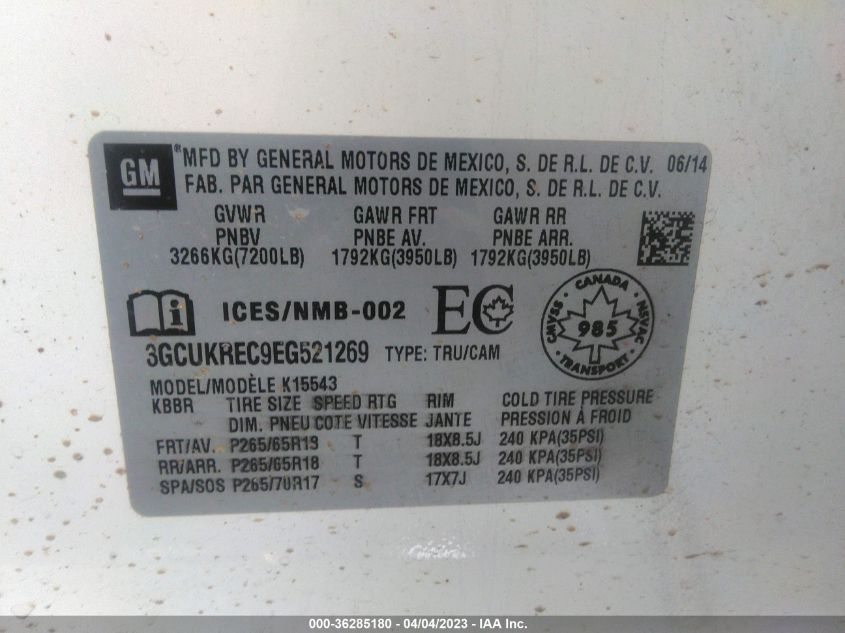 2014 CHEVROLET SILVERADO 1500 LT - 3GCUKREC9EG521269