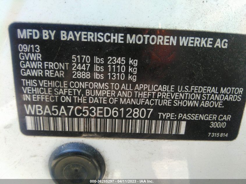 2014 BMW 5 SERIES 528I XDRIVE - WBA5A7C53ED612807