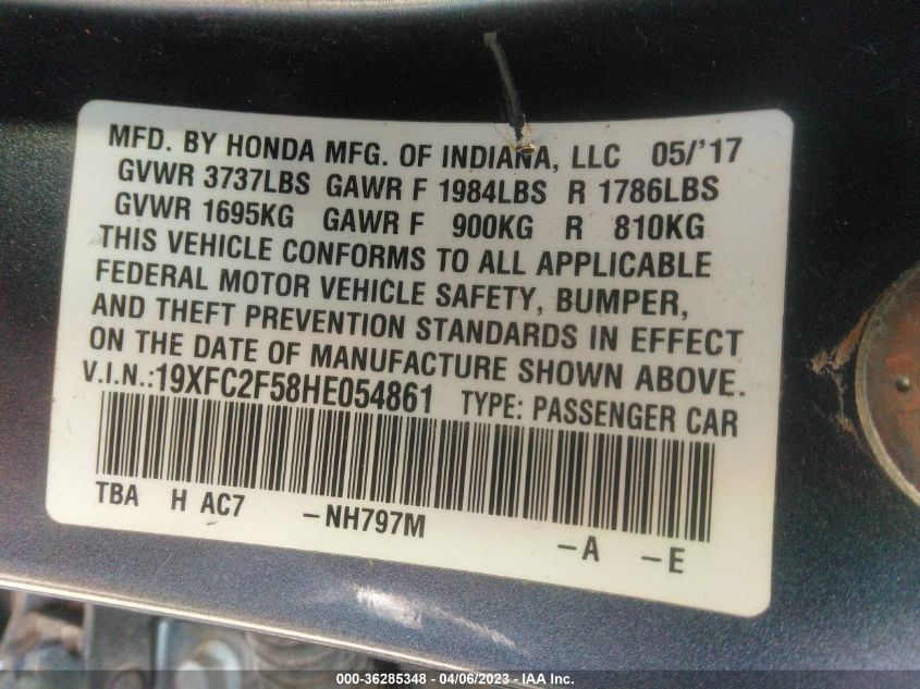 2017 HONDA CIVIC SEDAN LX - 19XFC2F58HE054861