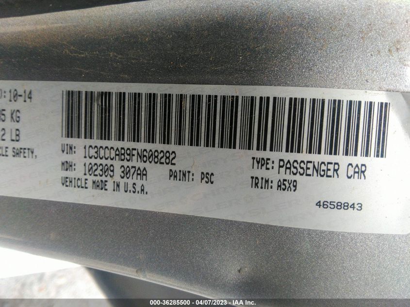 2015 CHRYSLER 200 LIMITED - 1C3CCCAB9FN608282