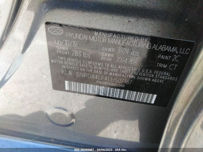 2020 HYUNDAI ELANTRA SEL - 5NPD84LF4LH507167